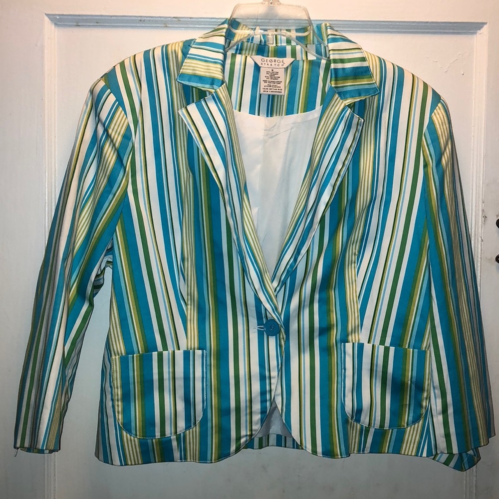 Beautiful Blue and Green V neck blazer never worn
